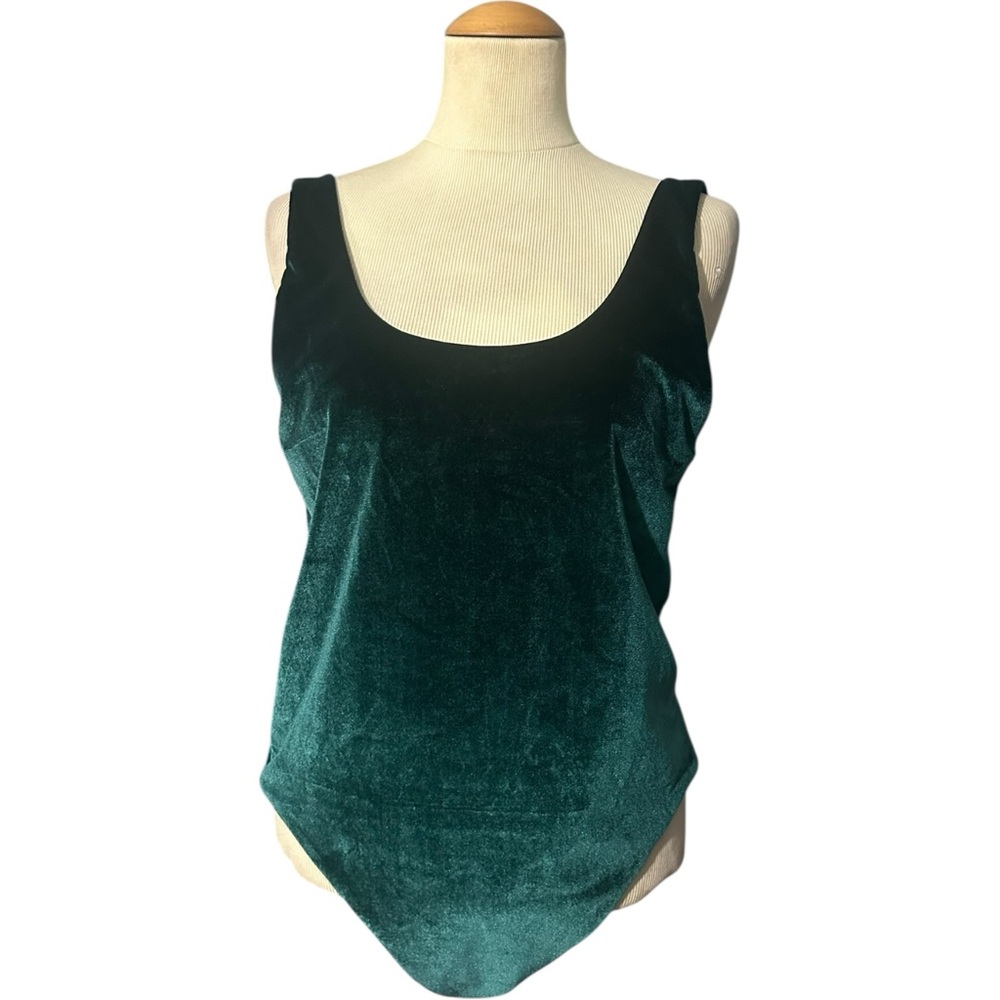 Cabana Del Sol Velvet One Piece Swimsuit Emerald Green Size XL